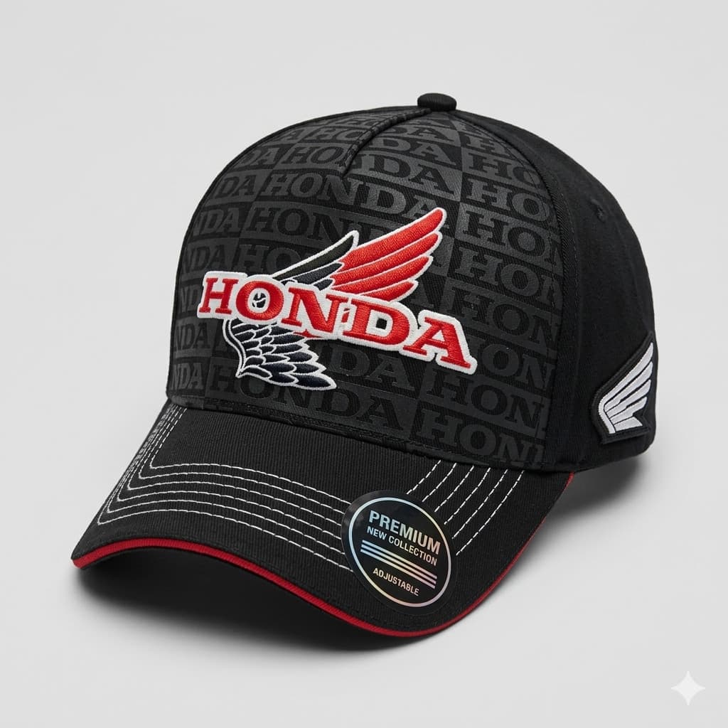Boné Honda Racing Aba Curva Premium – Snapback Ajustável Motociclista Streetwear Casual