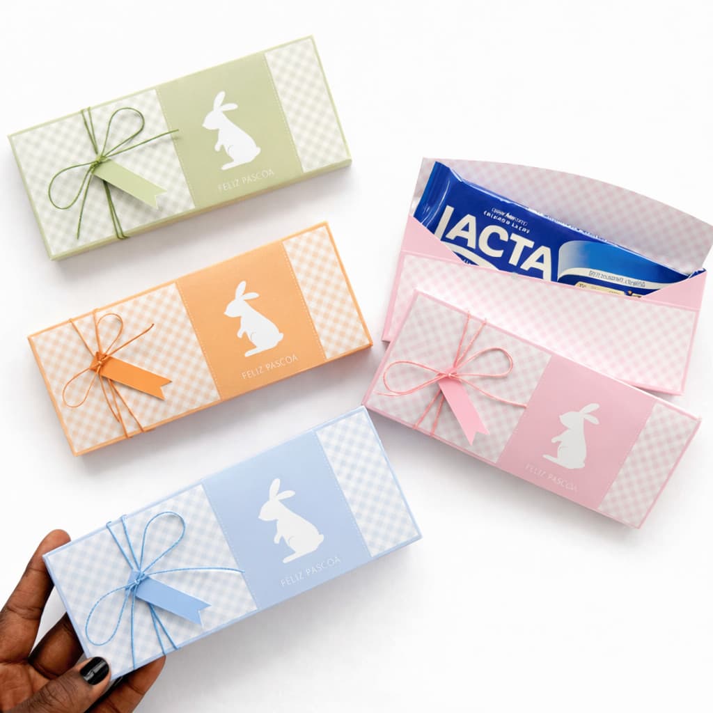 Caixa para Barra de Chocolate Páscoa - Caixinha Personalizável Páscoa