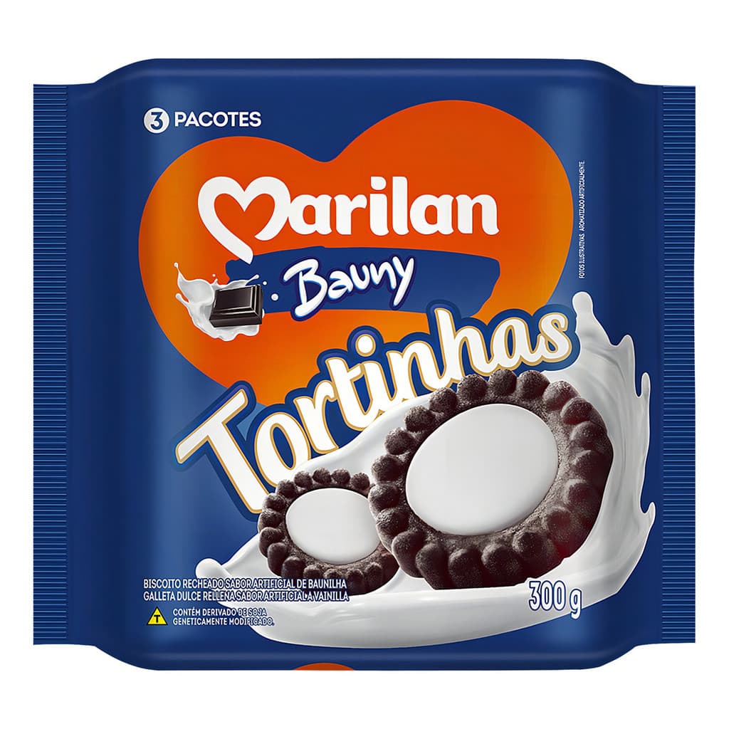 Tortinha Biscoito Bolacha Recheadas Baunilha E Chocolate Bauny 300g Marilan
