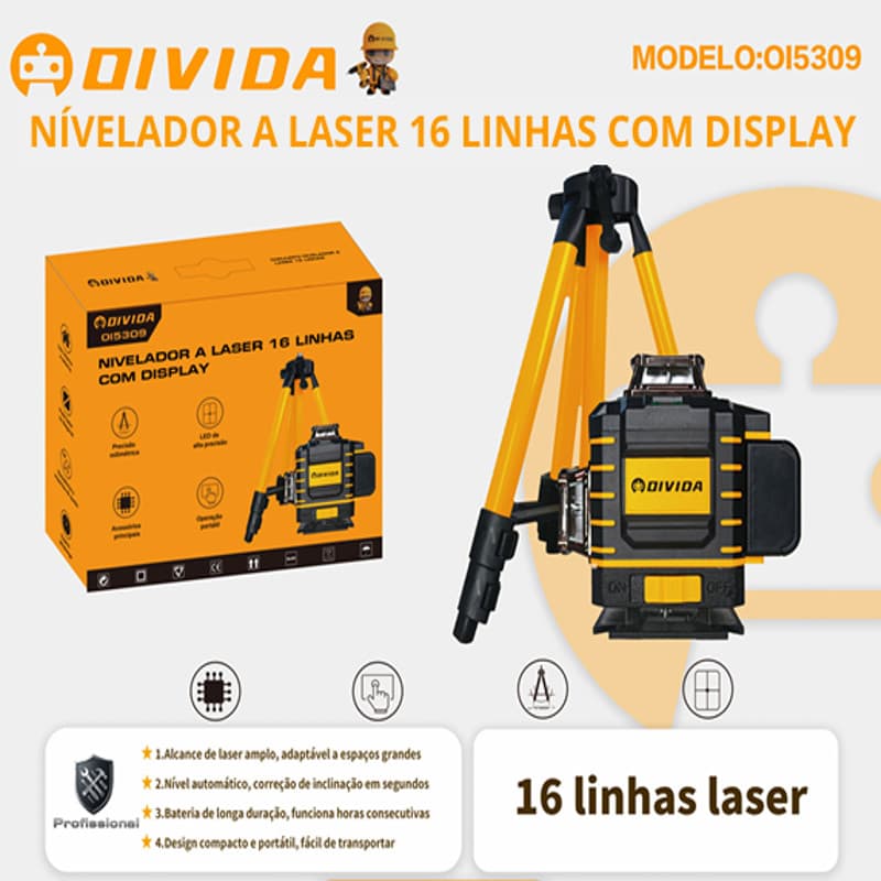 NÍVELADOR A LASER 16 LINHAS COM DISPLAY