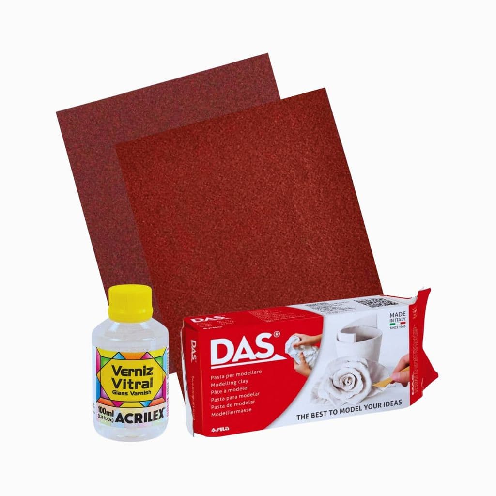 Kit 1 Massa Das para modelar Cerâmica Fria Branca 1kg + 2 Lixas + VERNIZ G