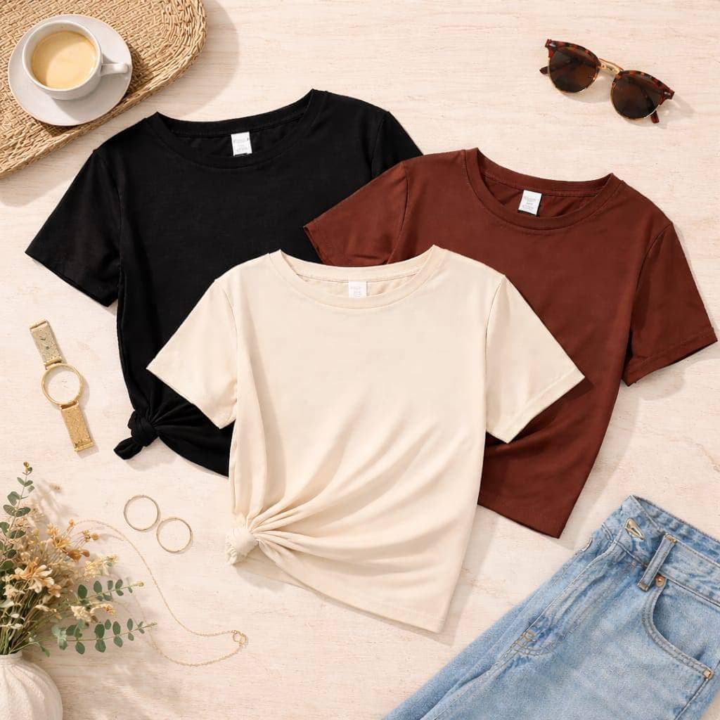 CAMISETAS FEMINIAS OTIMA QUALIDADE 100% ALGODÃO KIT 3 CORES