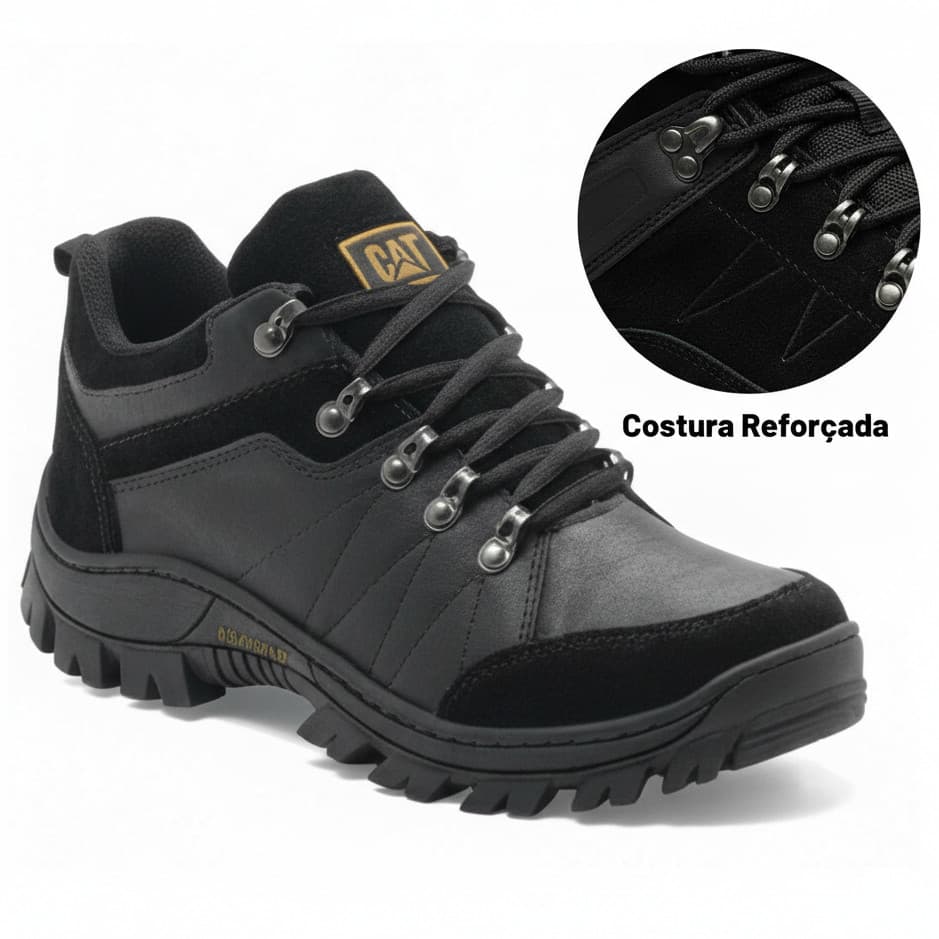 Bota Botina Cat Masculina Adventure Impermeável em Couro Legitimo Nobuck com Solado Antiderrapante
