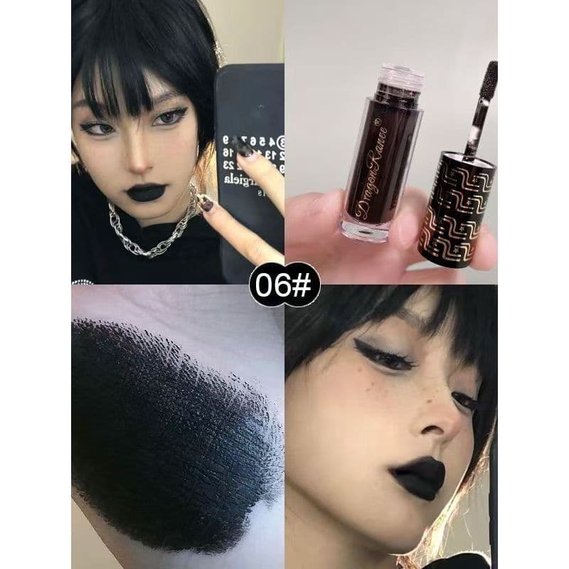 Novo estilo europeu americano Festival Halloween fosco roxo branco azul verde estilo gótico veludo brilho labial conjunt