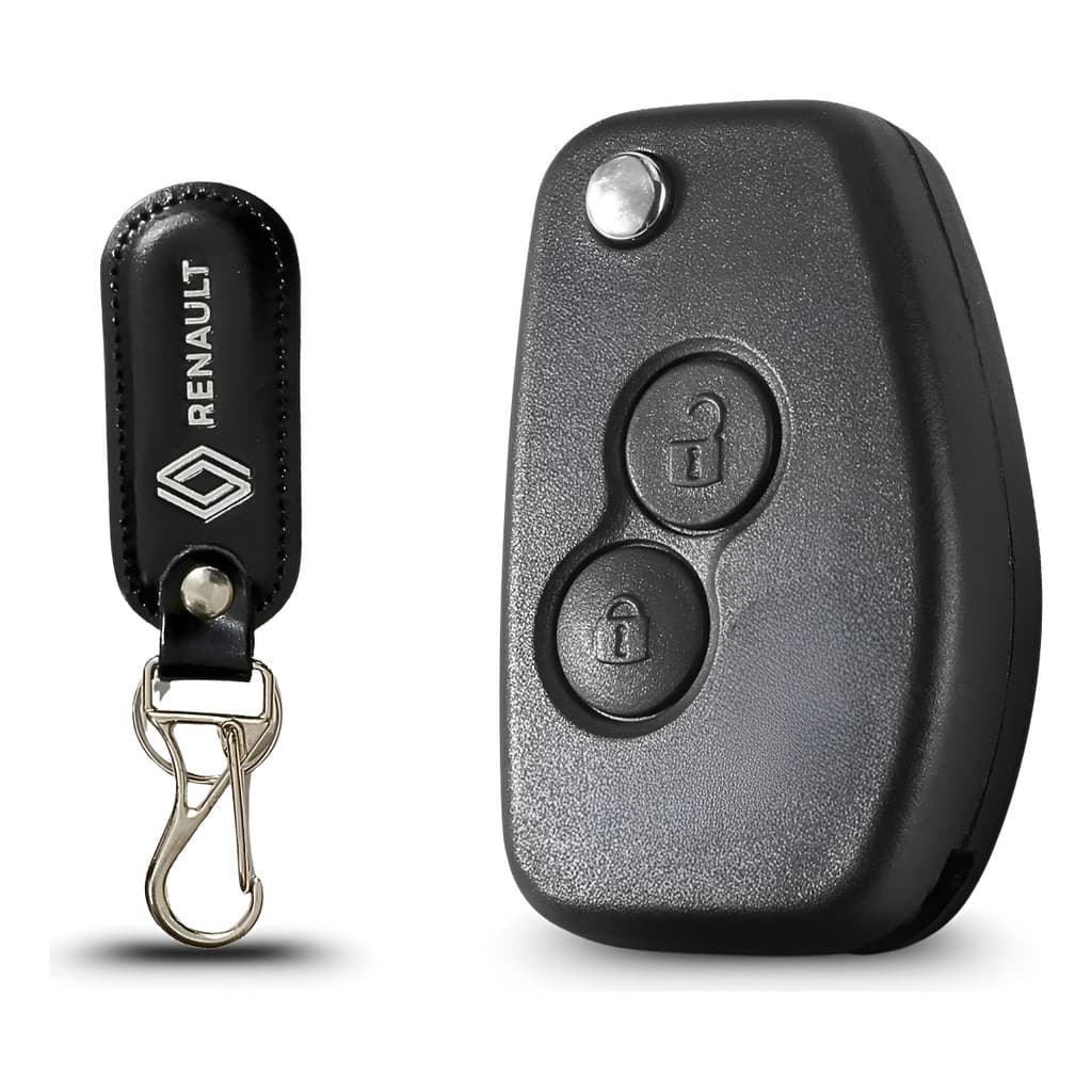 Carcaça Chave Chaveiro Preto Adaptação Renault Sandero 2 Botões