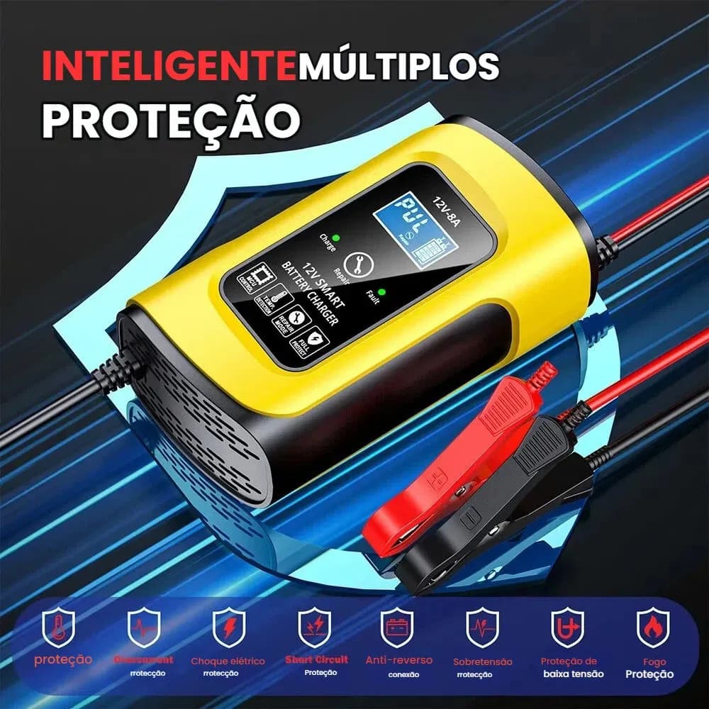 Carregador Bateria 12v 8ah Bivolt Carros Motos Nobreaks 4Ah-140Ah 110w