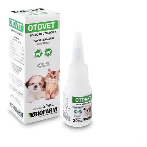 Remédio Otite Cachorro Gato Ouvido Inflamado Infecção Otovet 20ml Cães Pet