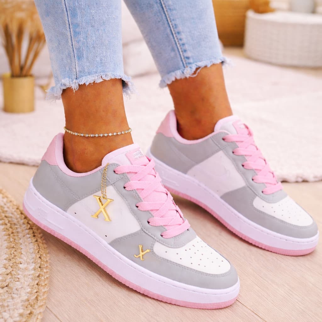 Tênis  Premium Feminino Casual  Branco Rosa Confortável