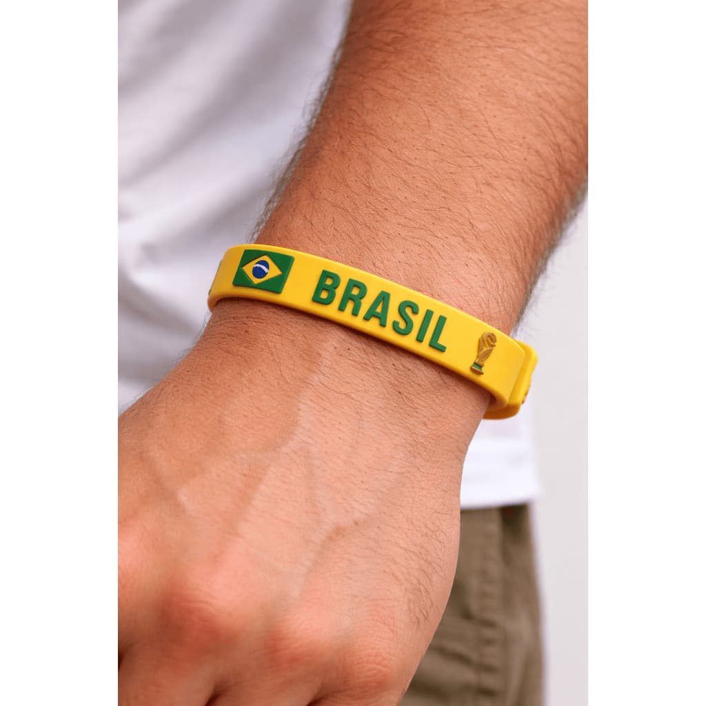 Kit Pulseiras Brasil Copa do Mundo Jogos Estilo Torcedor Bracelete Esportivo Moda Torcida
