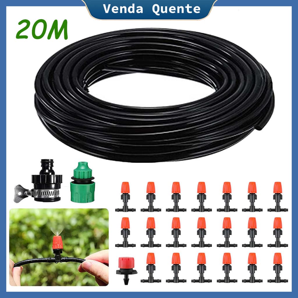 24 Peças 20m mangueira de irrigação e bicos pulverizadores, mangueira de irrigação por gotejamento à prova de vazamento