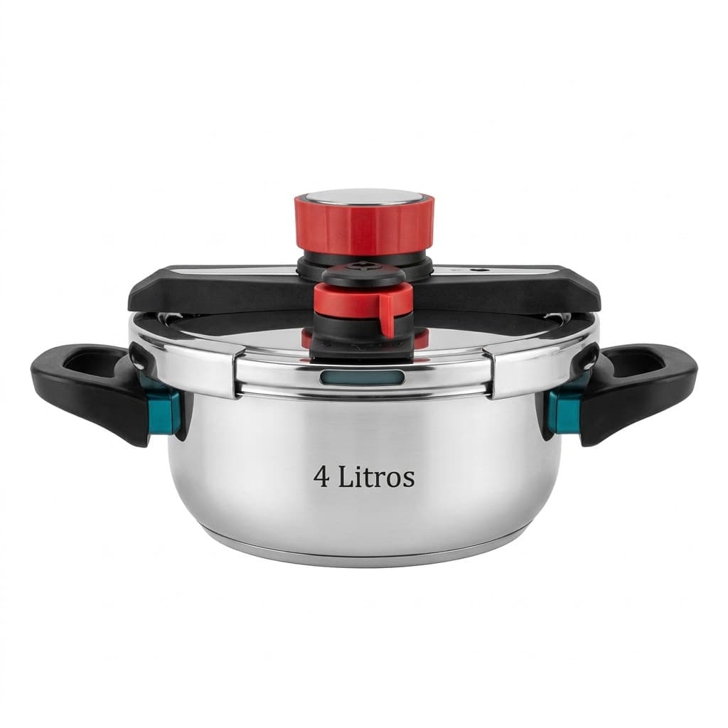 Panela de Pressão Inox 304 4 Litros Fundo Triplo Premium Compatível com Todos Fogões