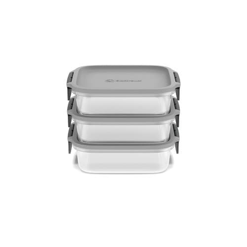 Potes Herméticos de Plástico Electrolux Cinza 3 Unidades Empilháveis Modulares