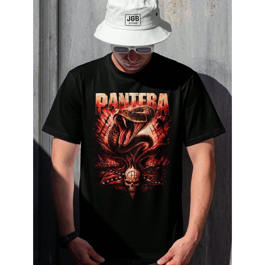 Camiseta Banda Heavy Metal Pantera Serpent 100% Algodão Unissex Plus Size Blusa Copa Mundo