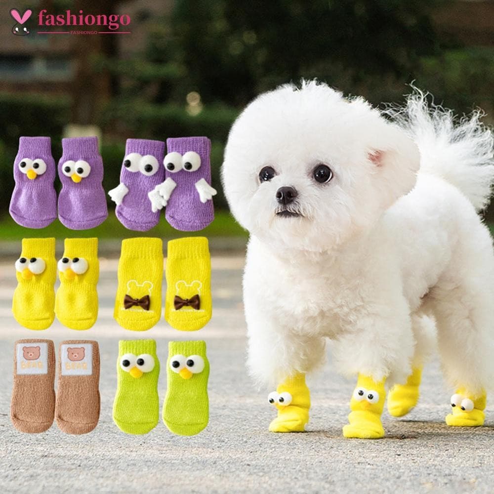 FASHIONGO 4 Unidades Antiderrapantes Protegem Patas Sapatos Para Cachorros E Meias Macias Animais De Estimação Fofas De