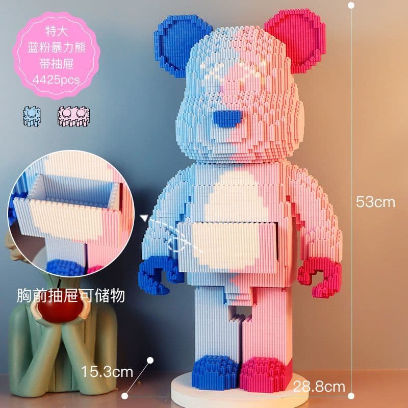 Bonito enviar flores urso violento blocos de construção brinquedos infantis diy artesanal quebra-cabeça presentes