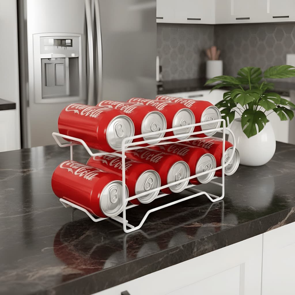 Organizador Porta Latas/Latão para Geladeira Suporte 10 Latinhas Aramado Aço