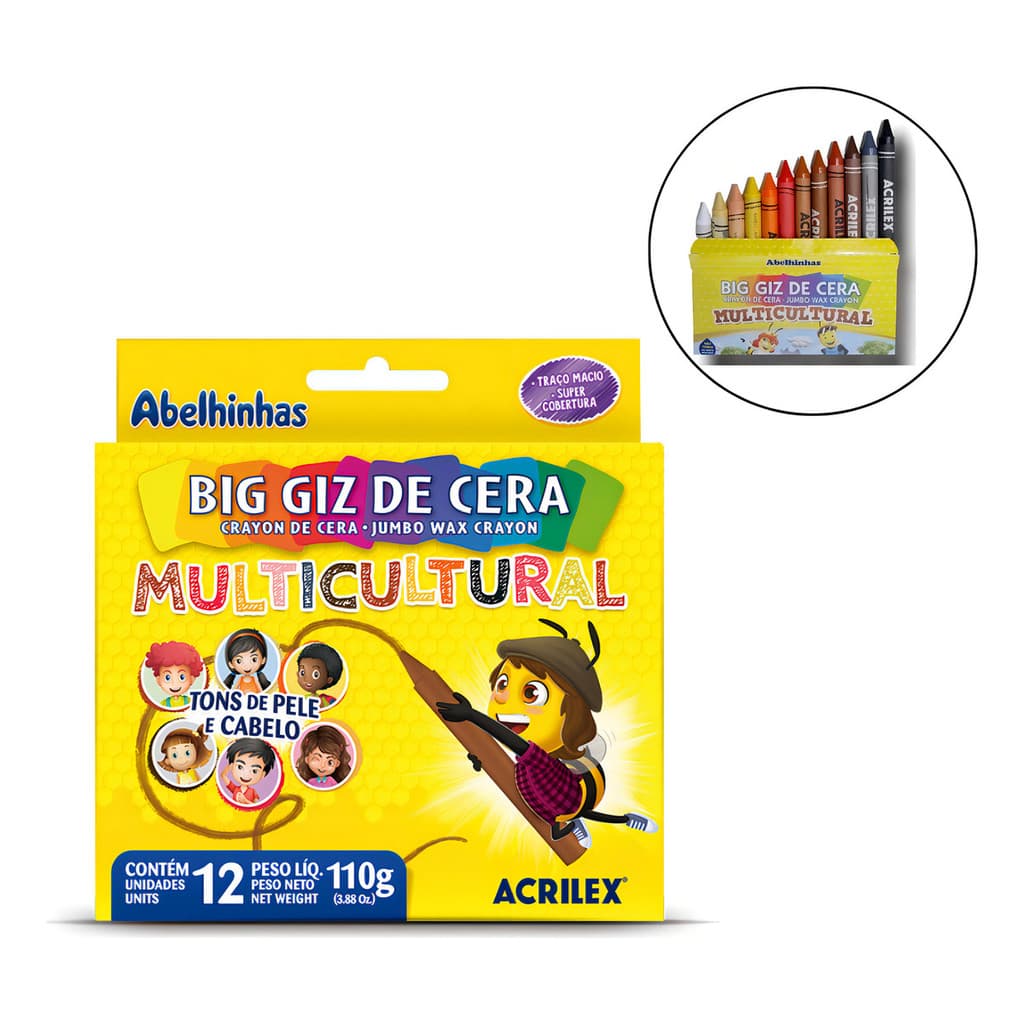 Giz De Cera Multicultural Big 12 Cores Acrilex