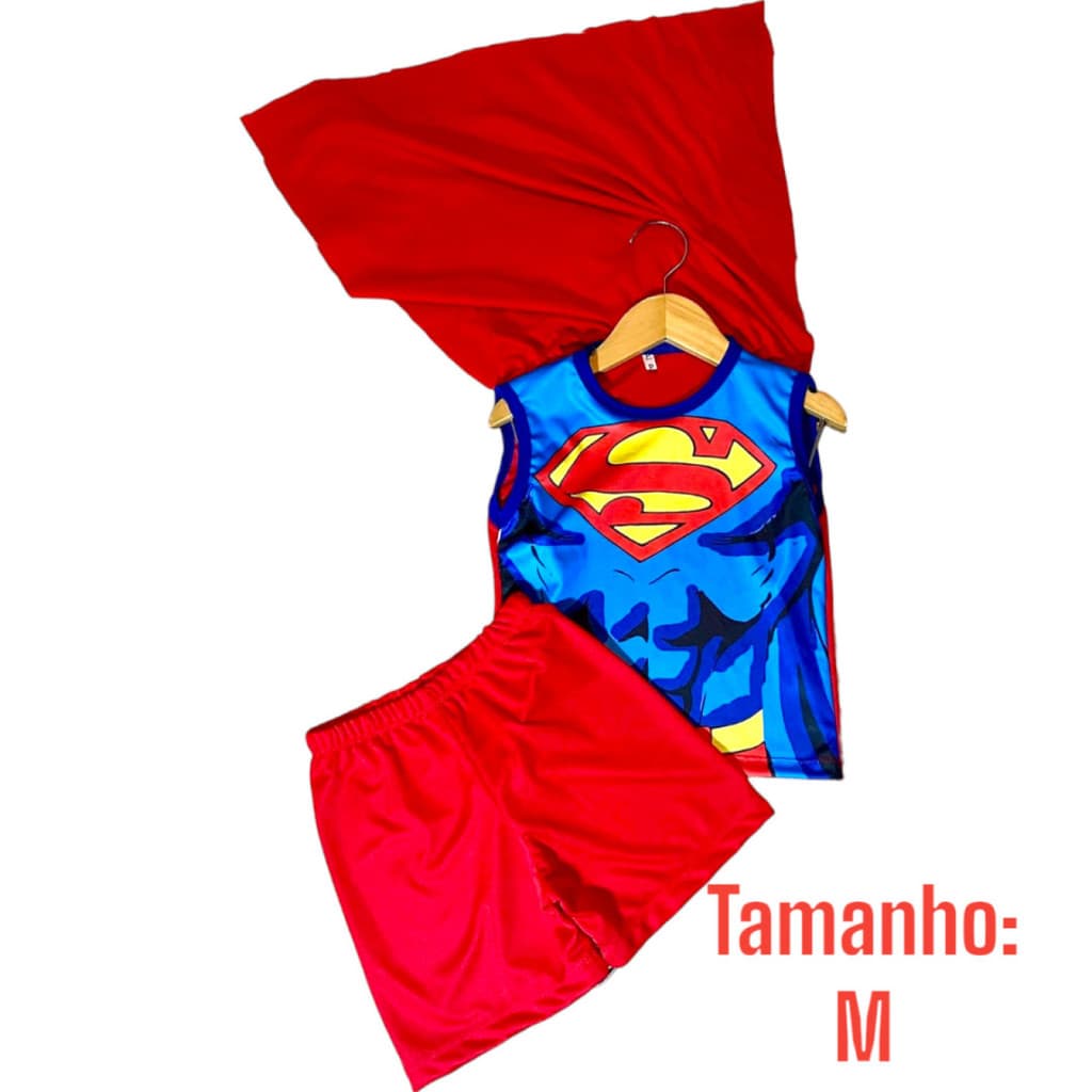 Fantasia Infantil Super Homem C Capa E Short Conjunto Menino Luxo Herói Superman Carnaval 🦸‍♂️💥💙
