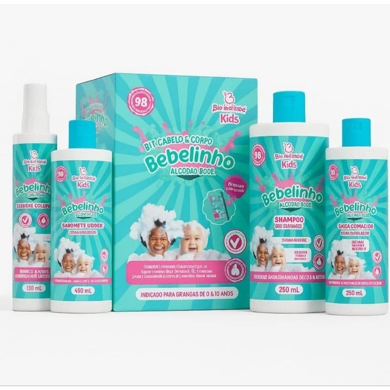 Kit 4 ITENS Infantil Bebelinho Bio Instinto Ke – Shampoo, Condicionador, Sabonete, Colônia – 0 a 12