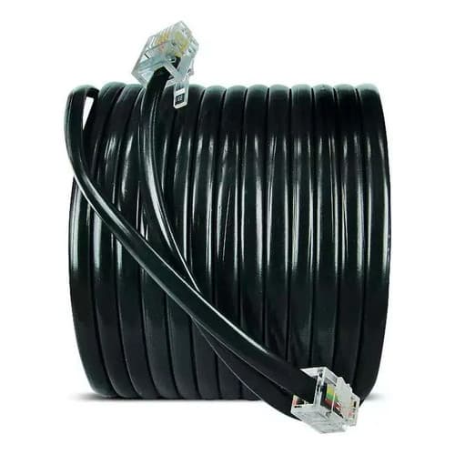 Fio Telefone Liso Cabo 4 Vias Rj11 30 Metros Preto Preto