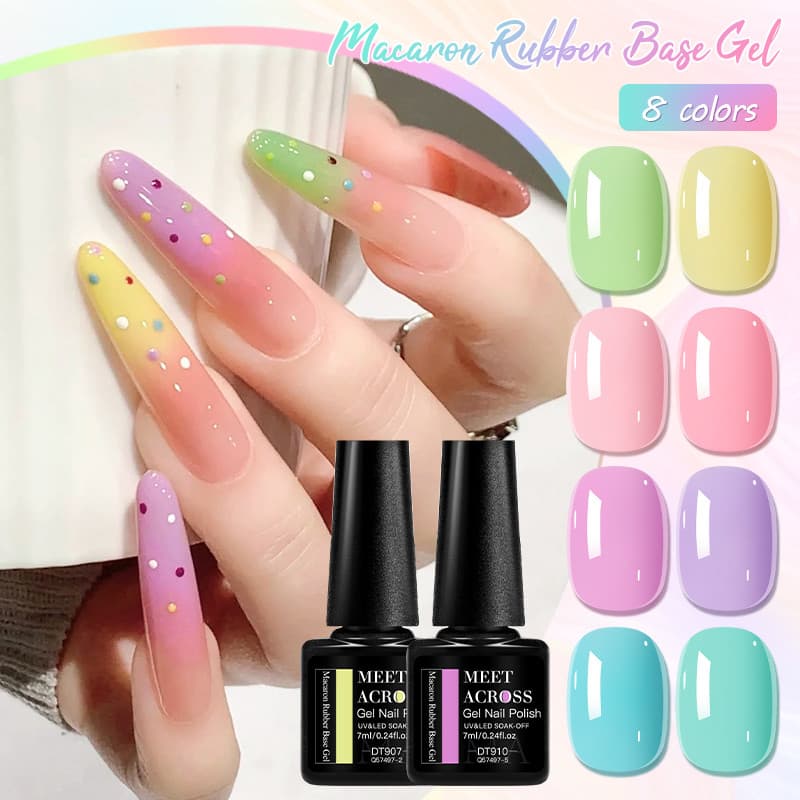 Conheça Através 7ml Macaron Base De Borracha Gel Polonês Primavera Verão Doce Cor Soak Off UV LED Verniz Para Nail Art