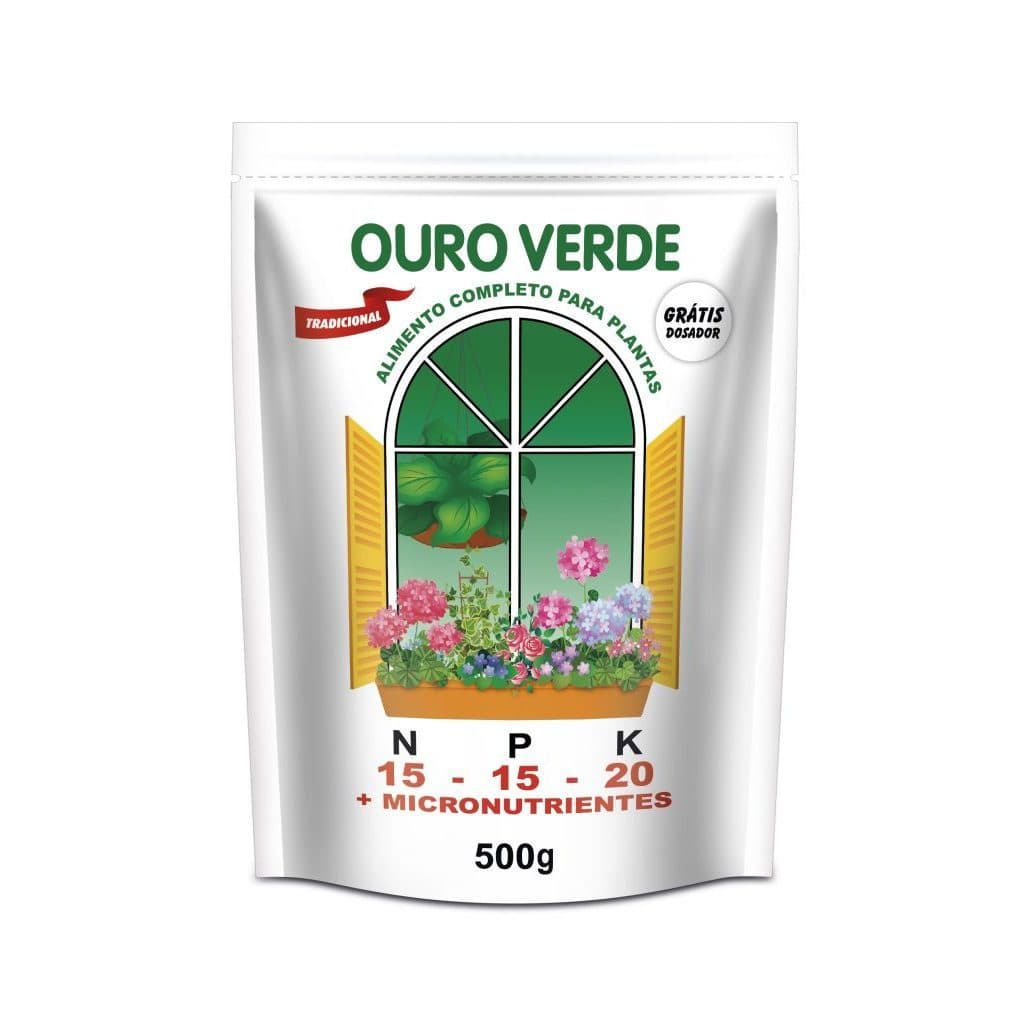 Adubo 15-15-20 NPK Ouro Verde Fertilizante Bonigo Nutrição Plantas Jardim Gramados Frutíferas 500g
