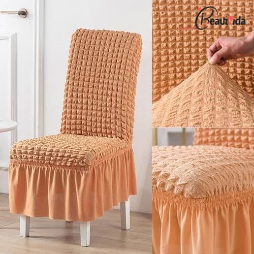 Dreamedge Sólido Stretch Cadeira De Jantar Capa Seersuckers Cadeira Protetor Cobre Capas