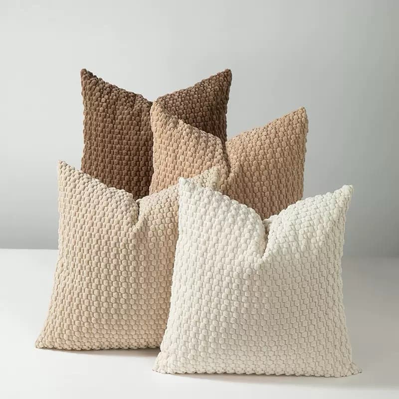 Kit 2 Capas de Almofada Texturizadas em Alto-Relevo | 45×45 cm | Toque Macio | Decoração Moderna para Sofá