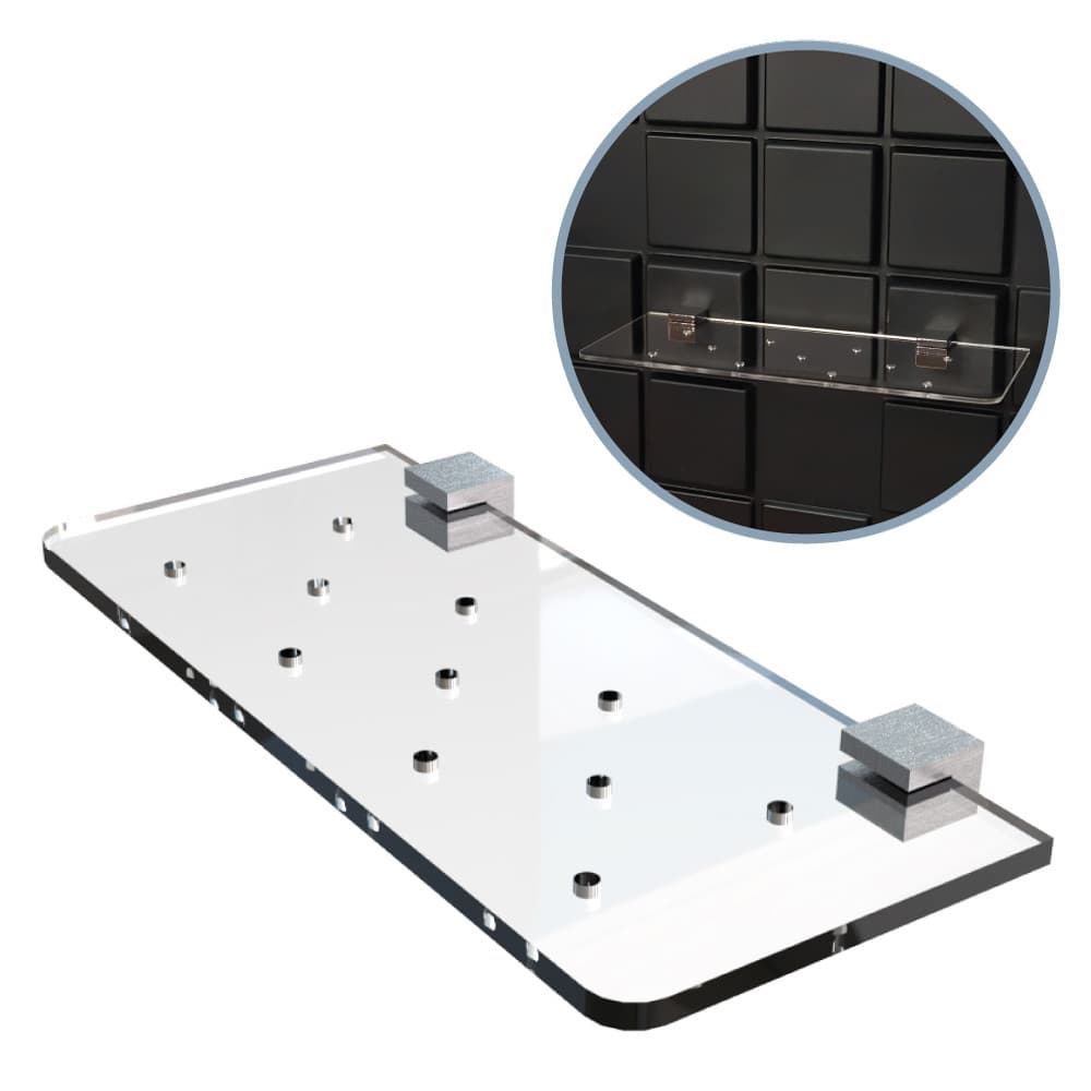 Porta Shampoo Acrílico Cristal 6mm 24x10cm | Suporte de Parede para Banheiro | Organizador Transparente Resistente