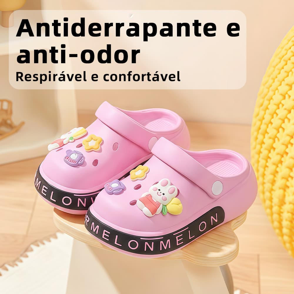 Babuche Infantil sandália meninas EVA macio confortável botons decorativos antiderrapante flexível para uso escolar