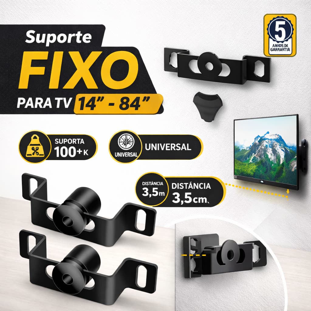Suporte Para TV Televisão Universal De 14 A 84Pol. Varias Marcas Modelos Resistente LCD Smart