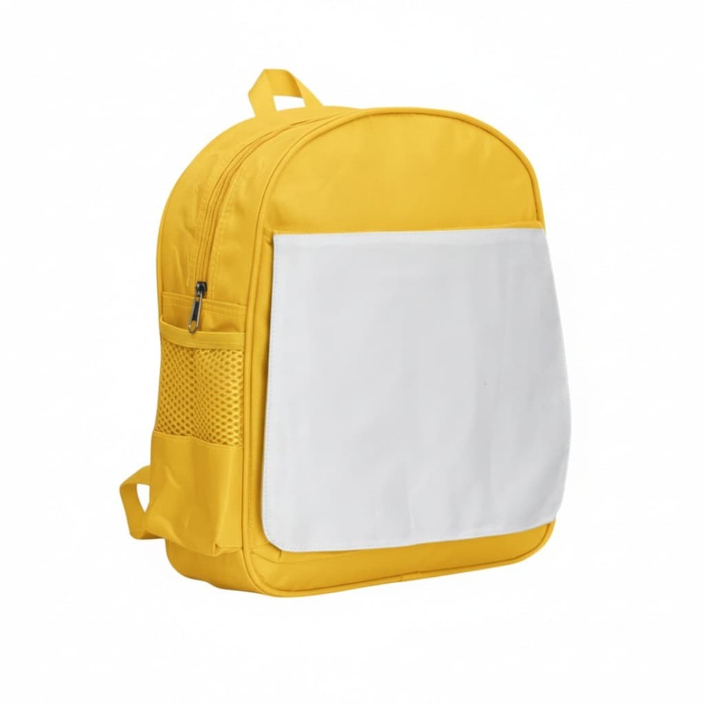 Mochila Infantil Amarela de Poliéster para Sublimação - 27x31cm