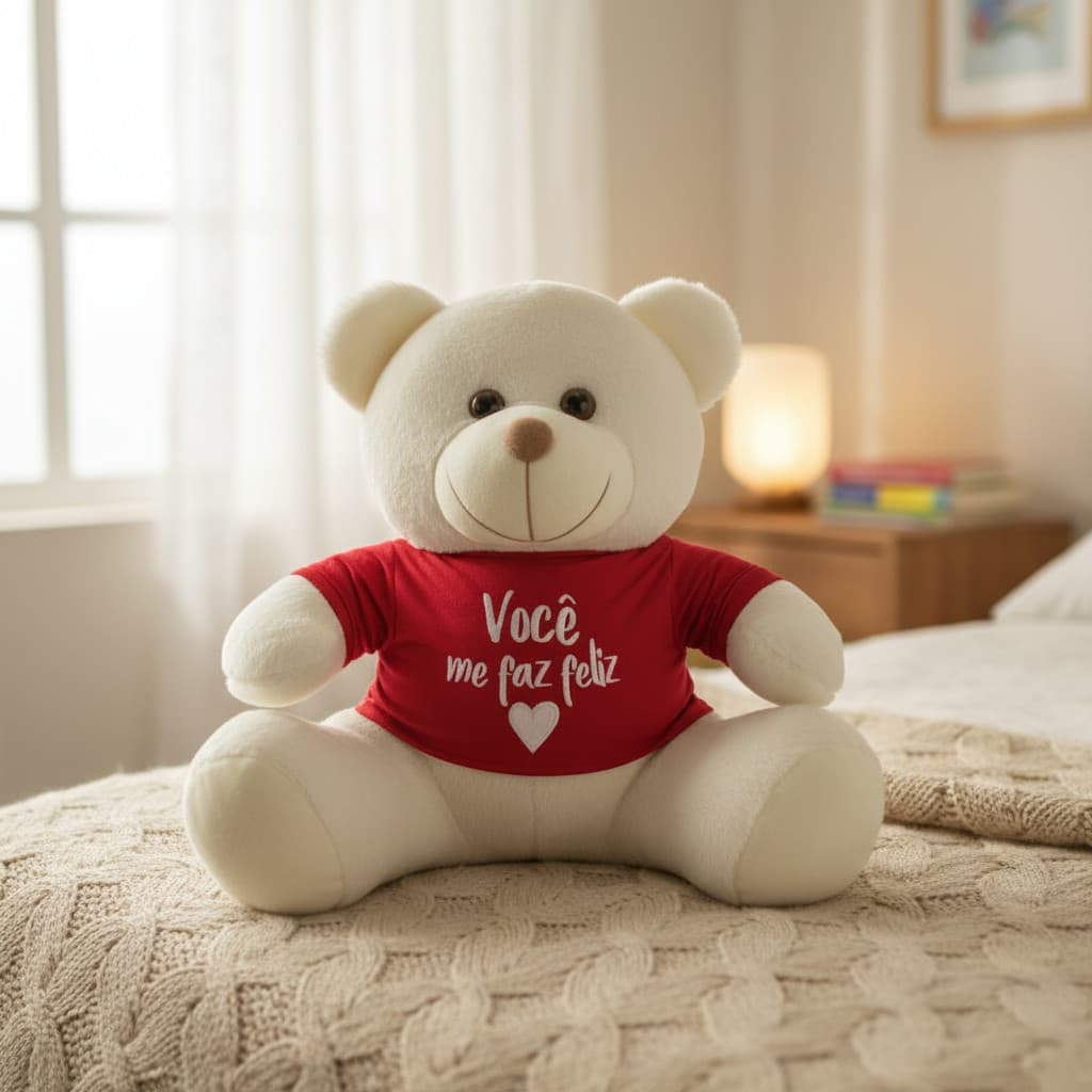 Pelúcia Urso Com Camiseta Coração Toybrink