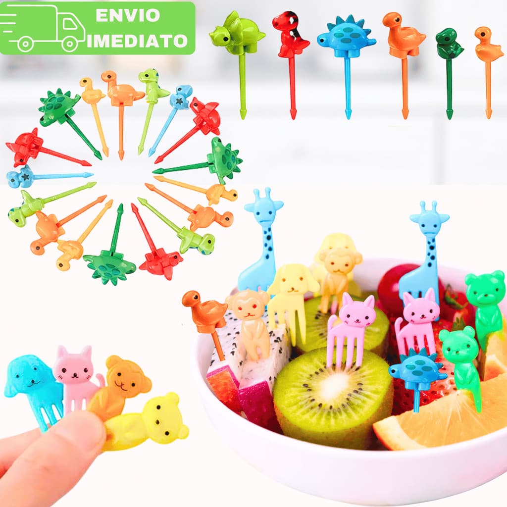 Mini Garfo Decorativo Infantil Bichinhos e Dinossauros 10/22/30 Pçs Para Bentô Kids Frutas Petiscos