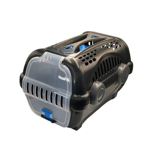 Caixa Transporte Pet Portatil Resistente Segura Preto Azul
