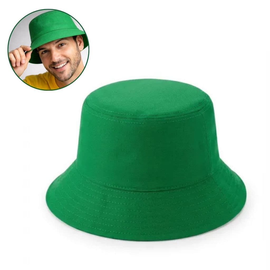 Chapéu Bucket Panamá Verde Estilo Praia Copa do Mundo Brasil