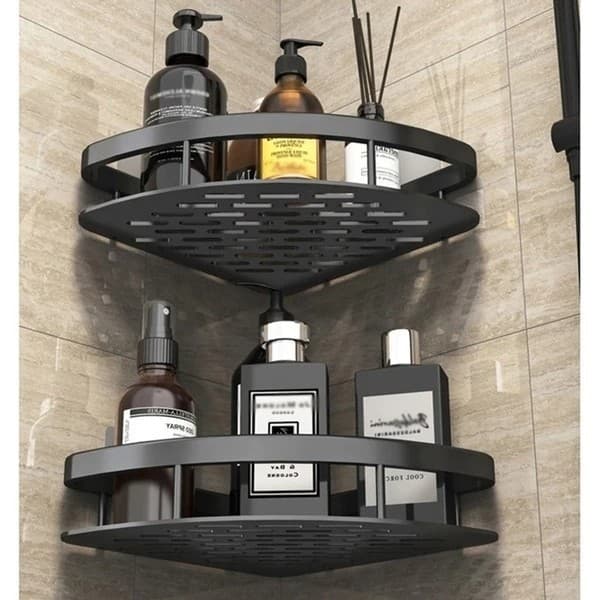 Kit 2 Prateleiras Banheiro Organizadora Canto Suporte Pendura Rack Produtos Porta Shampoo
