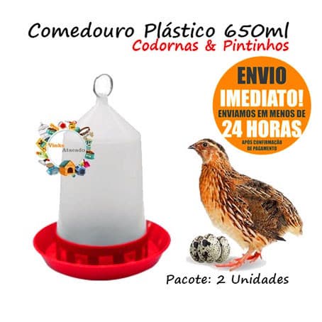 Kit 2 Comedouro Automatico Para Codorna Pintinhos Aves Pequenas