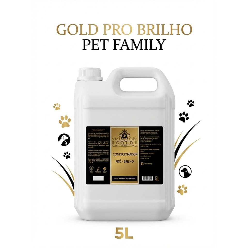 Condicionador Pet 5 Litros Pró Brilho Pet Family Gold Para Banho e Tosa