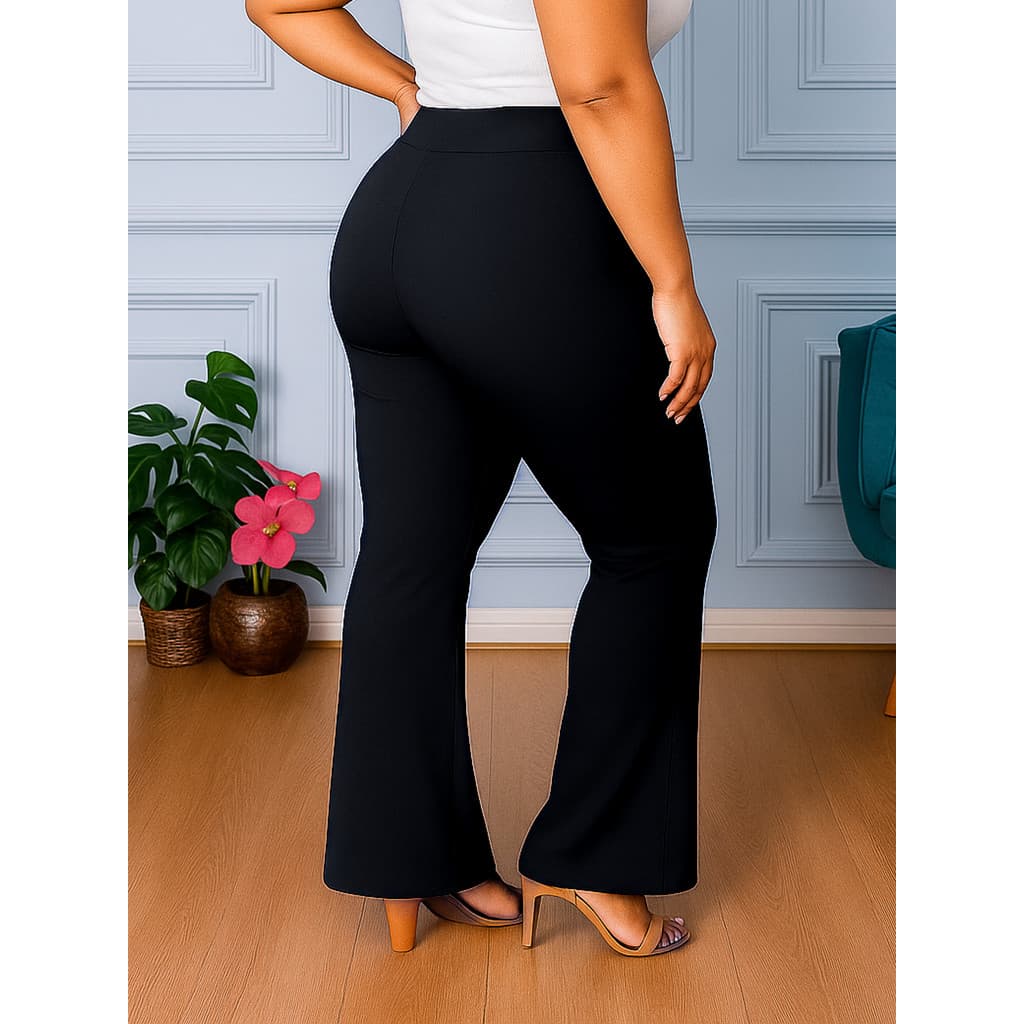 Calça Legging Flare Bailarina Boca De Sino Plus Size Academia Treinos