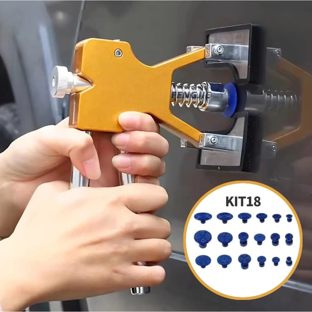 Repuxador Automotivo Reparo de Amassados Martelinho de Ouro Kit com 18 Ventosas