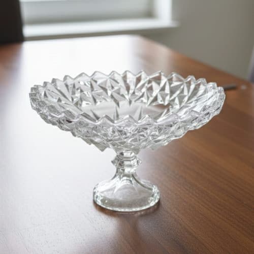 Centro De Mesa Com Pé Fruteira Vidro Rocks 29cm Transparente
