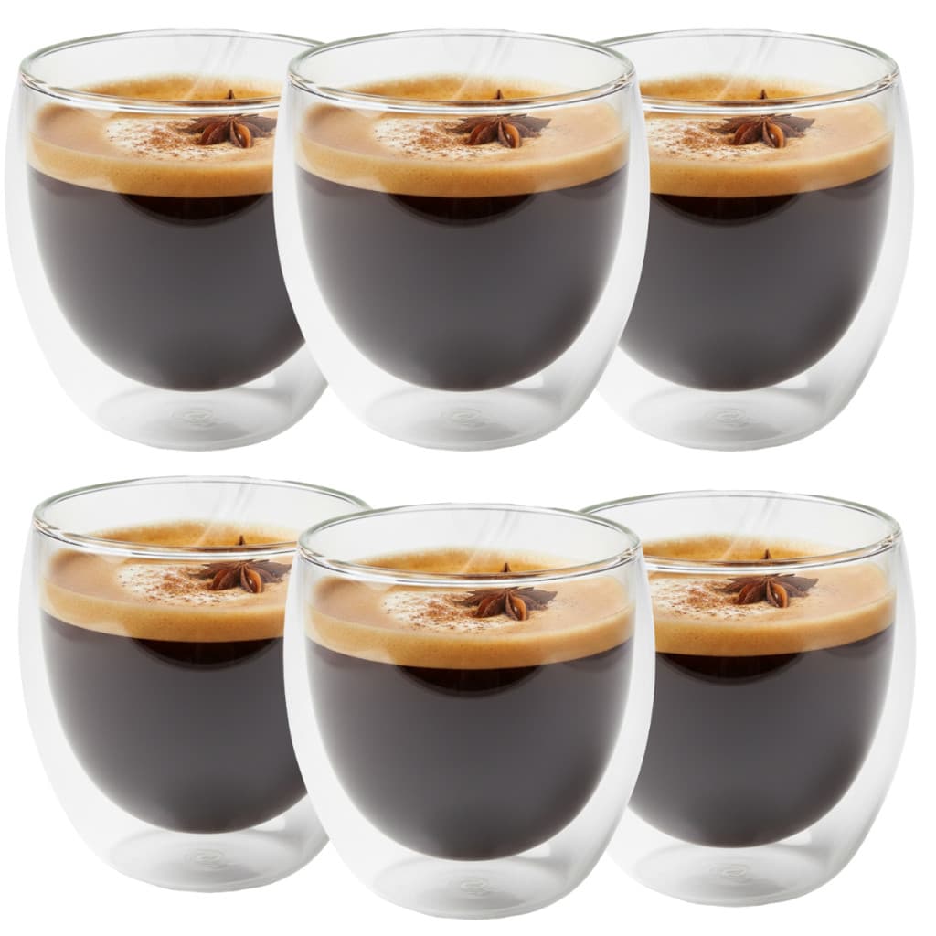 Jogo 2 4 6 Copos Vidro Boro Duplo Café Chá Expresso Chá Capuccino 100ml Parede Dupla Conjunto Kit