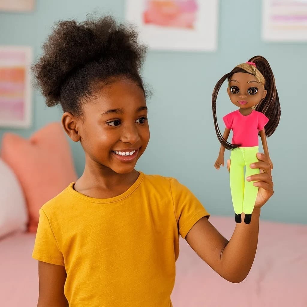 Boneca Violet Negra Acessórios Pente Espelho Cabelo Brinquedo Menina Presente Fashion Completa