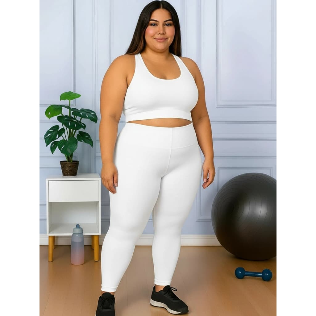 Conjunto Academia Plus Size Feminino Legging E Top De Suplex