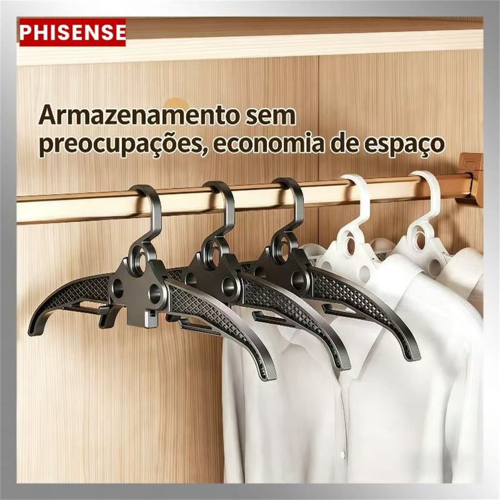 Kit 2-6pcs Cabides de Ombro Largo Dobráveis Antiderrapantes Organizador de Closet Economizador de Espaço