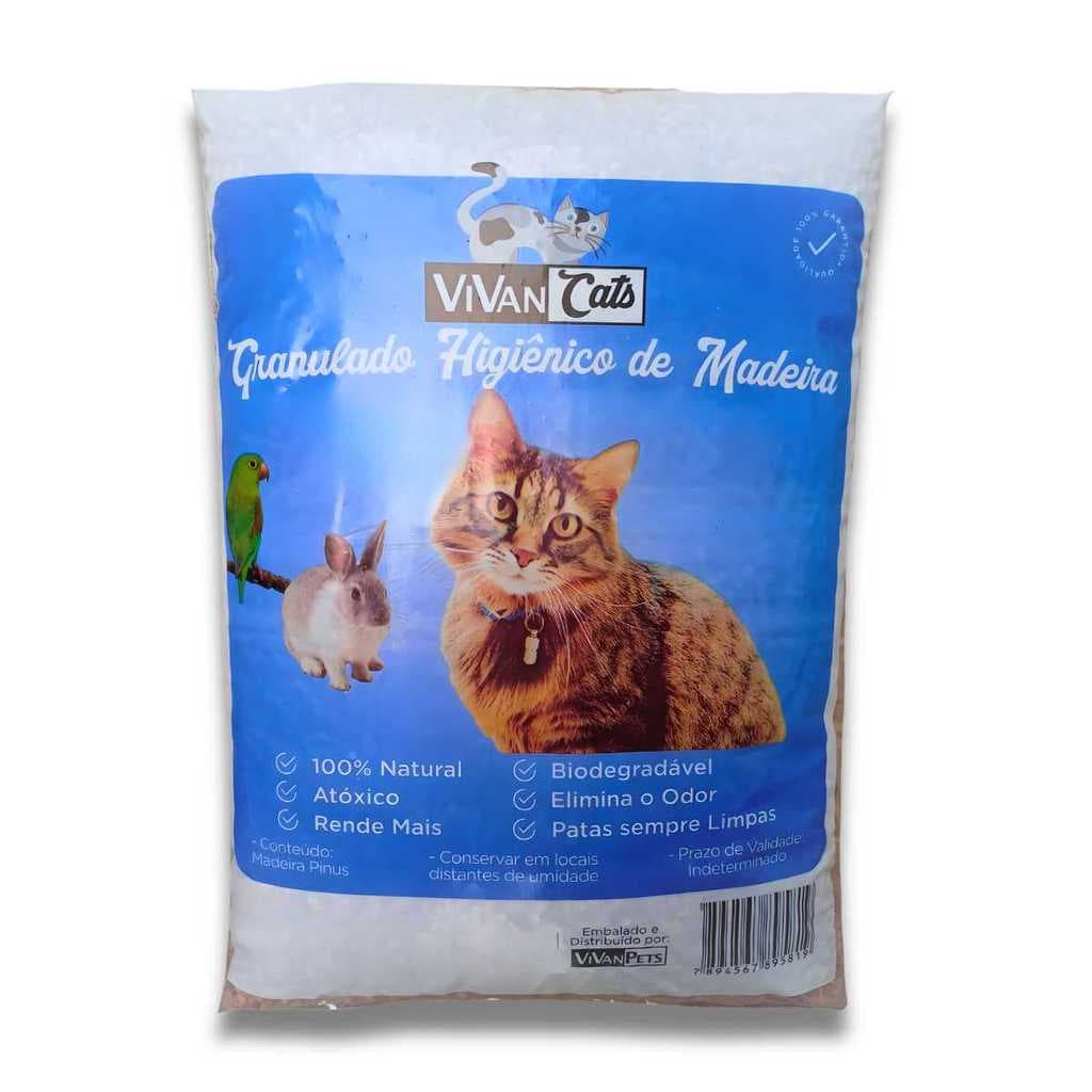 Granulado Higiênico de Madeira para Gatos Vivan Cats