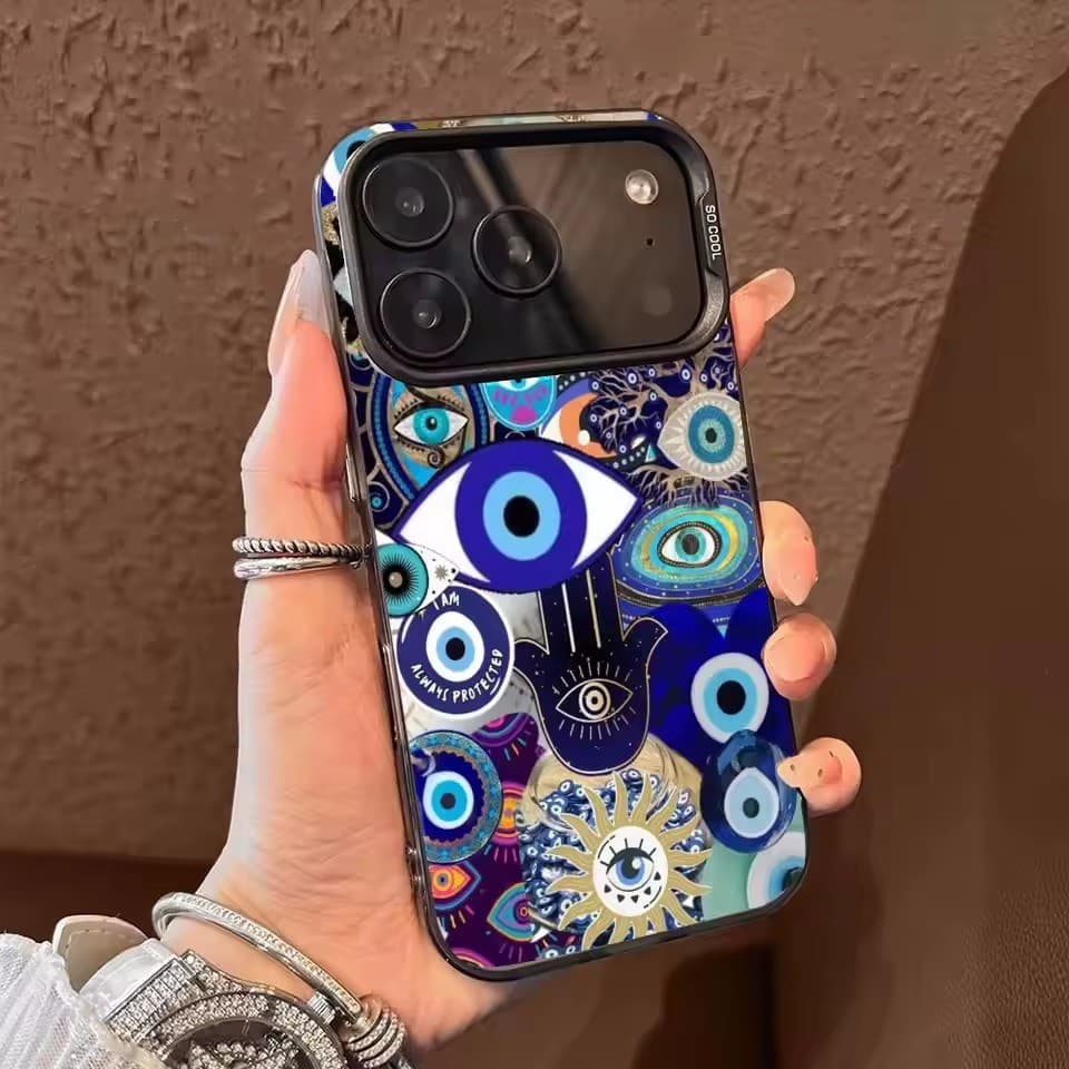 Sorte Olho Grego Proteção Capa Fosca Capinha Para iPhone 16 17 PRO 14 13 12 11 15 X XS MAX XR 7 8 Plus