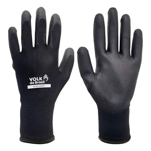 Luva De Segurança Tátil Black Smart 12 Pares Volk Do Brasil Preto