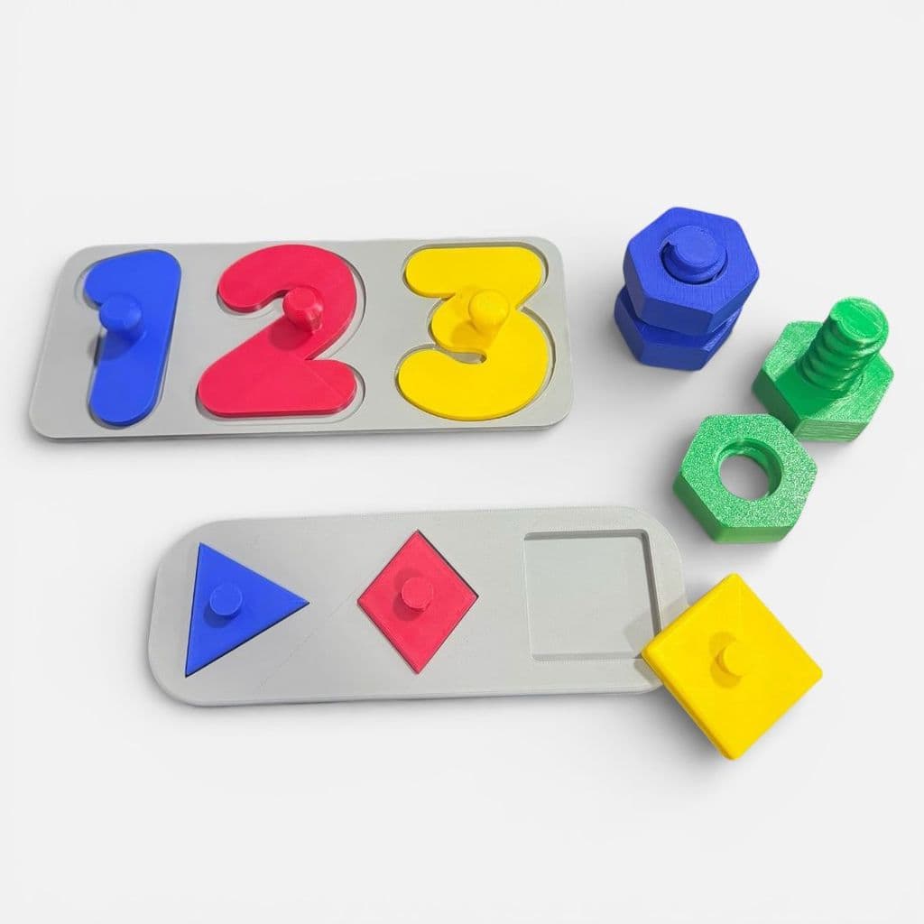 Kit Pedagogico Meninos Numeros Formas e Parafusos Coordenação Motora Aprendizado Lúdico Material Pedagógico Educação